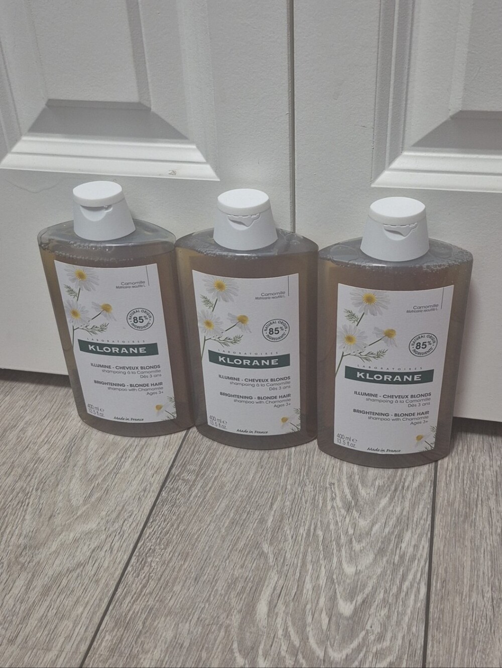 3 KLORANE Plant Based Vegan Brightening Blonde Hair Shampoo With Chamomile 400ml